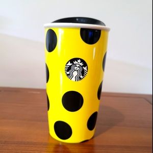 Starbucks 12oz Tumbler in Yellow w/ Black dots